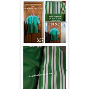 Men's Medium Vintage 70s McDonald's Uniform Shirt Lime Green